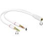 Delock 2db Jack stereo 3,5mm -> Jack stereo 3,5mm (4pin) M/F adapter 0.2m fehér