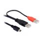 KAB Delock 82447 2 x USB-A 2.0 apa - USB mini 5pin kábel