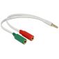 Delock Jack stereo 3,5mm (4pin) -> 2db Jack stereo 3,5mm M/F adapter 0.2m fehér